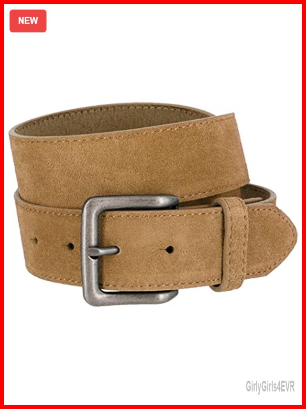 Genuine Suede Leather Jean Belt 1.5 Inch Antique Buckle Casual